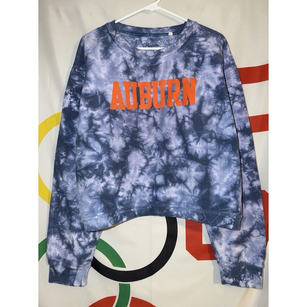 Pressbox Auburn Tigers Cropped Sweatshirt Womens 2XL Tie Dye Football Crewneck